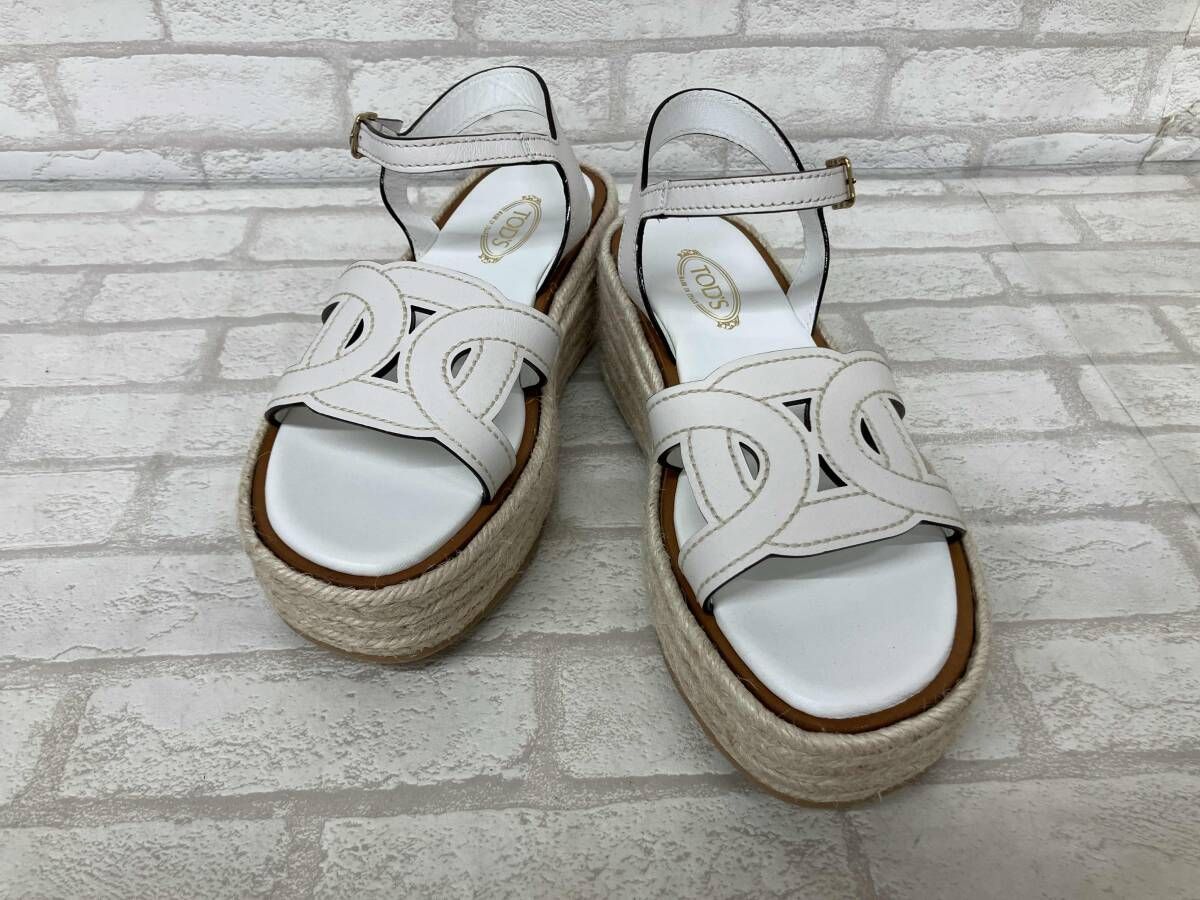 TOD’S ウェッジサンダル ケイト トッズ レディース アイボリー サイズ37 サンダル 厚底 レザー made in italy