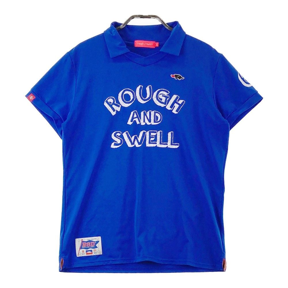 サイズ：M ROUGH&amp;SWELL ラフアンドスウェル  襟付き 半袖Tシャツ  ネイビー系 [240101483022] ゴルフウェア レディース ストスト サイズ：M ROUGH&SWELL ラフアンドスウェル 襟付き 半袖Tシャツ