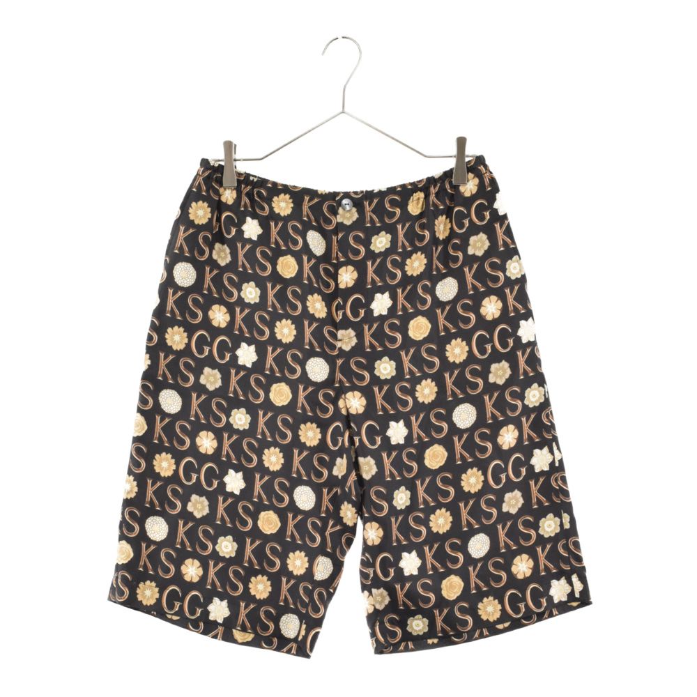 未使用 21SS グッチ ケンスコット シルク ショートパンツ 50 ブラック GUCCI (グッチ) 21SS×KEN SCOTT 649062 ケンスコット イニシャル