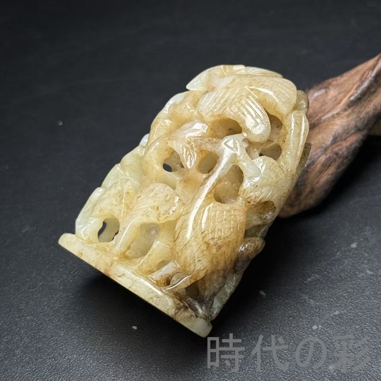 和田玉水孟　幅約6.5㎝　古玉彫刻 花彫紋 細工 書道具 唐物 中国美術 古玩 中国古美術 和田古玉 遼金時代 炉鼎 彫刻 鹿鶴同春 細密彫刻 時代物 古