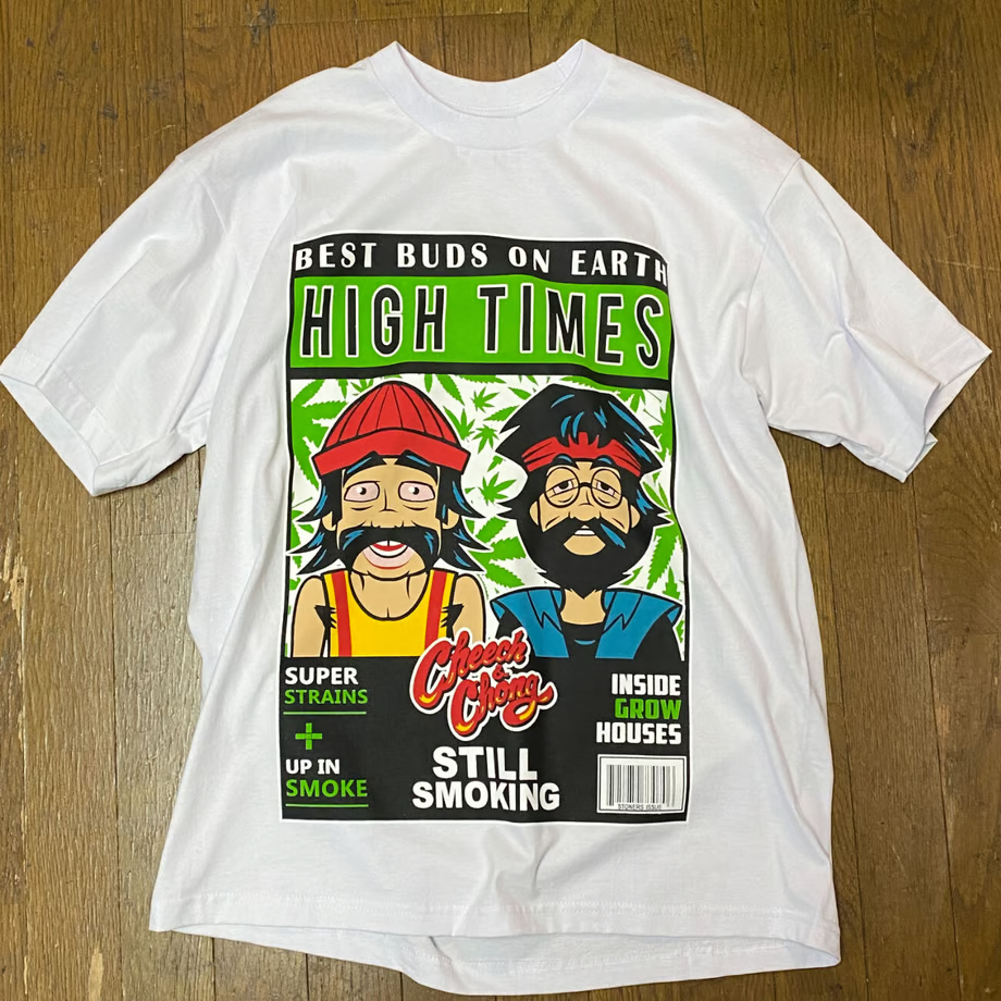 LA発 HIGH TIME ハイタイム ヒッピー映画 チーチアンドチョン 半袖 ヘビーウェイト Tシャツ 白