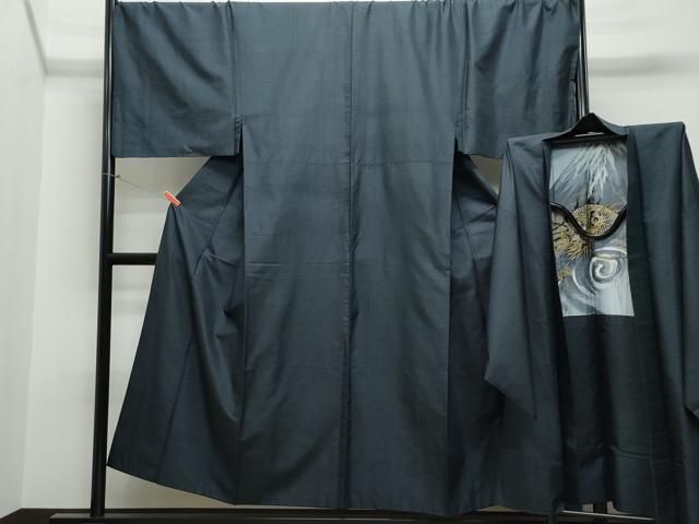 平和屋着物●男性 本場大島紬 アンサンブル 100亀甲 総詰め キングサイズ 正絹 CAAS8547vf