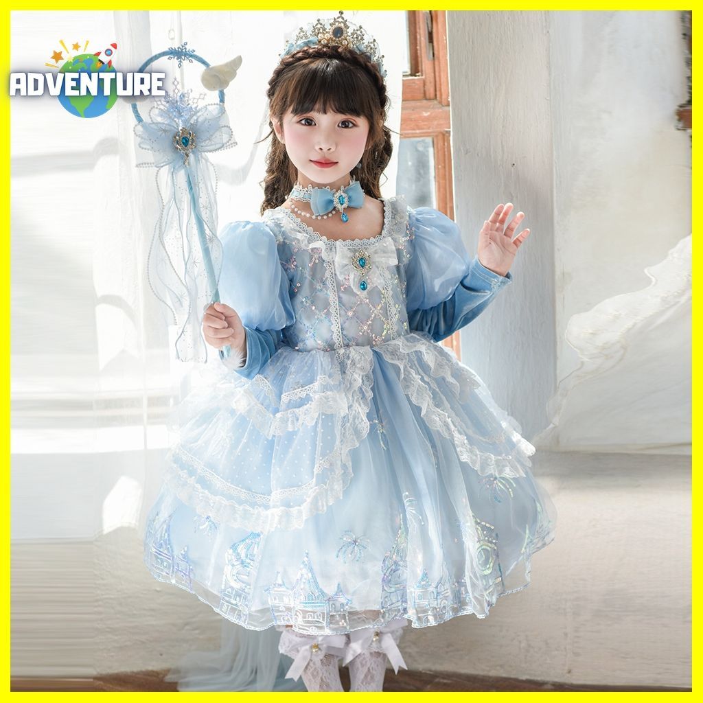 キッズ服(100cm~) アナ雪ワンピース 130 ブルー