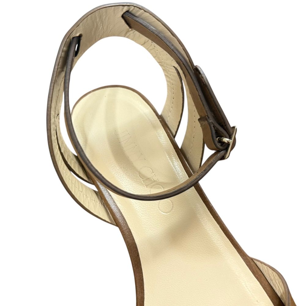 JIMMY CHOO ジミーチュウ レザー アンクルストラップ サンダル サイズ35 約22cm ブラウン レディース 古着 KIN-KAAI_COM