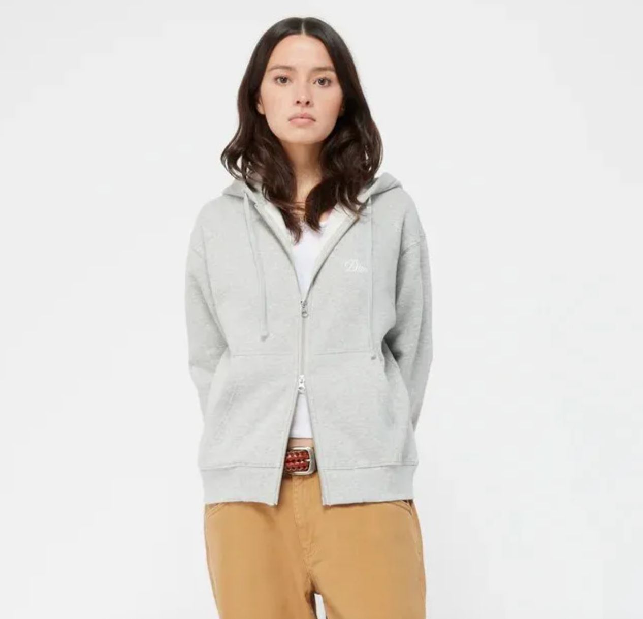 Dime ダイム Cursive Small Logo Zip Hoodie / Heather Gray ジップ 
