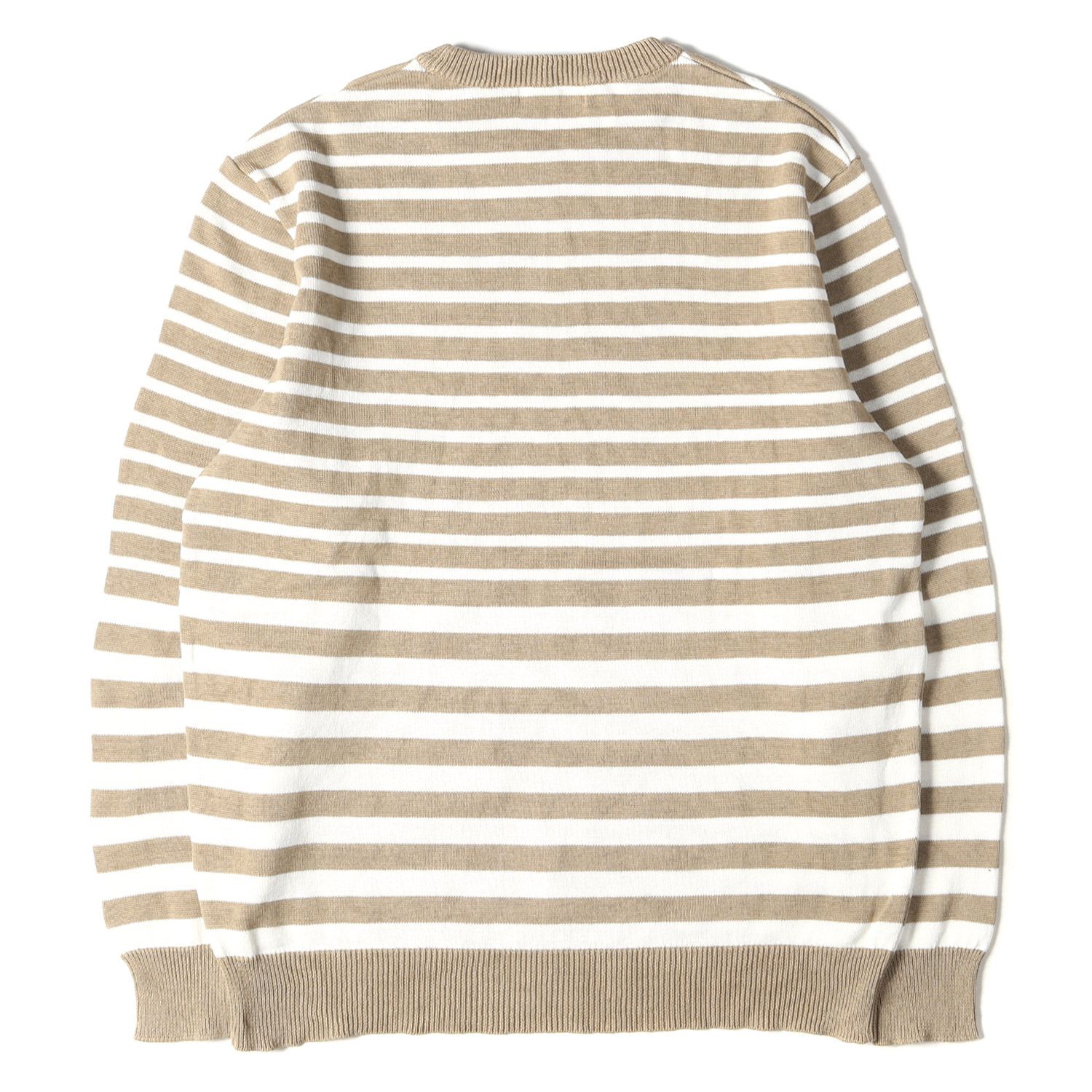 美品 COOTIE クーティー ニット ボーダー コットンニット セーター Progressive Border Knit Sweater 17SS  ベージュ L トップス 長袖 クルーネック ブランド