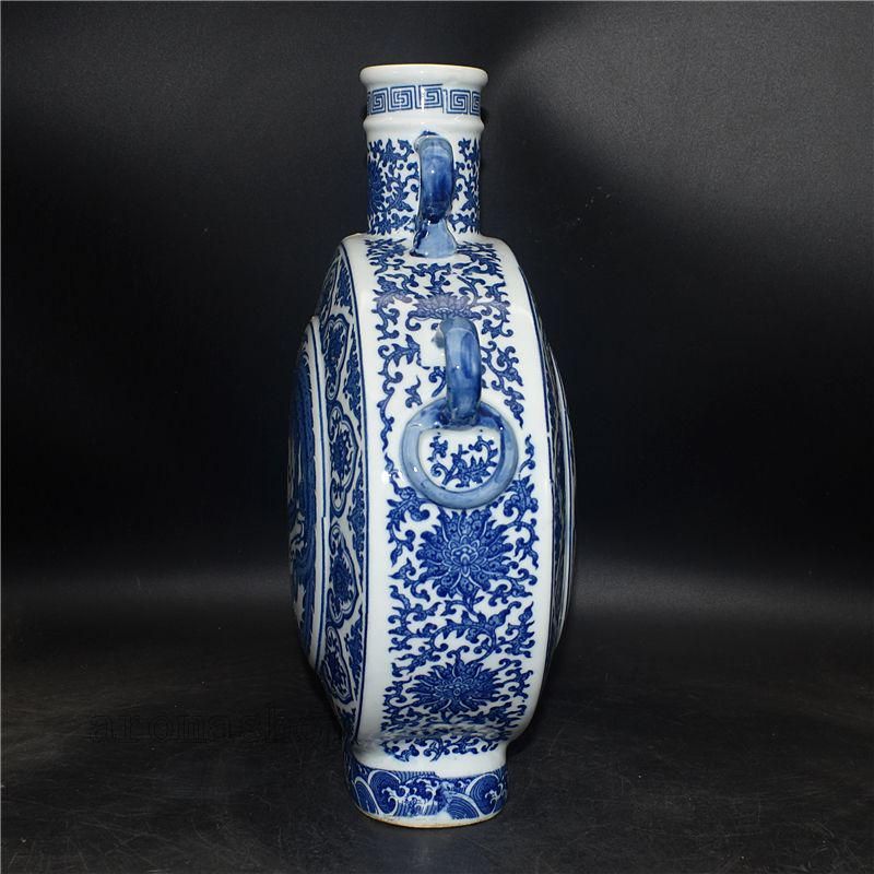 週間売れ筋 清乾隆青花開窓龍鳳呈祥福寿抱月瓶 景徳鎮 陶磁器 装飾品 現代 工芸品