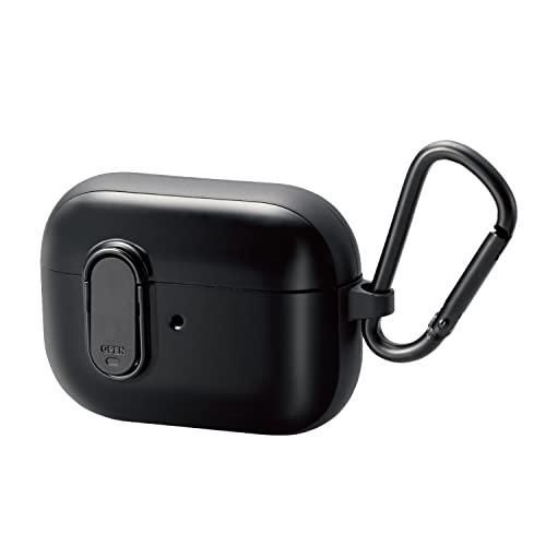 エレコム AirPods Pro 2019年 対応 ケース カバー ハイブリッド TOUGH SLIM Lock ロック機能 カラビナ付 落