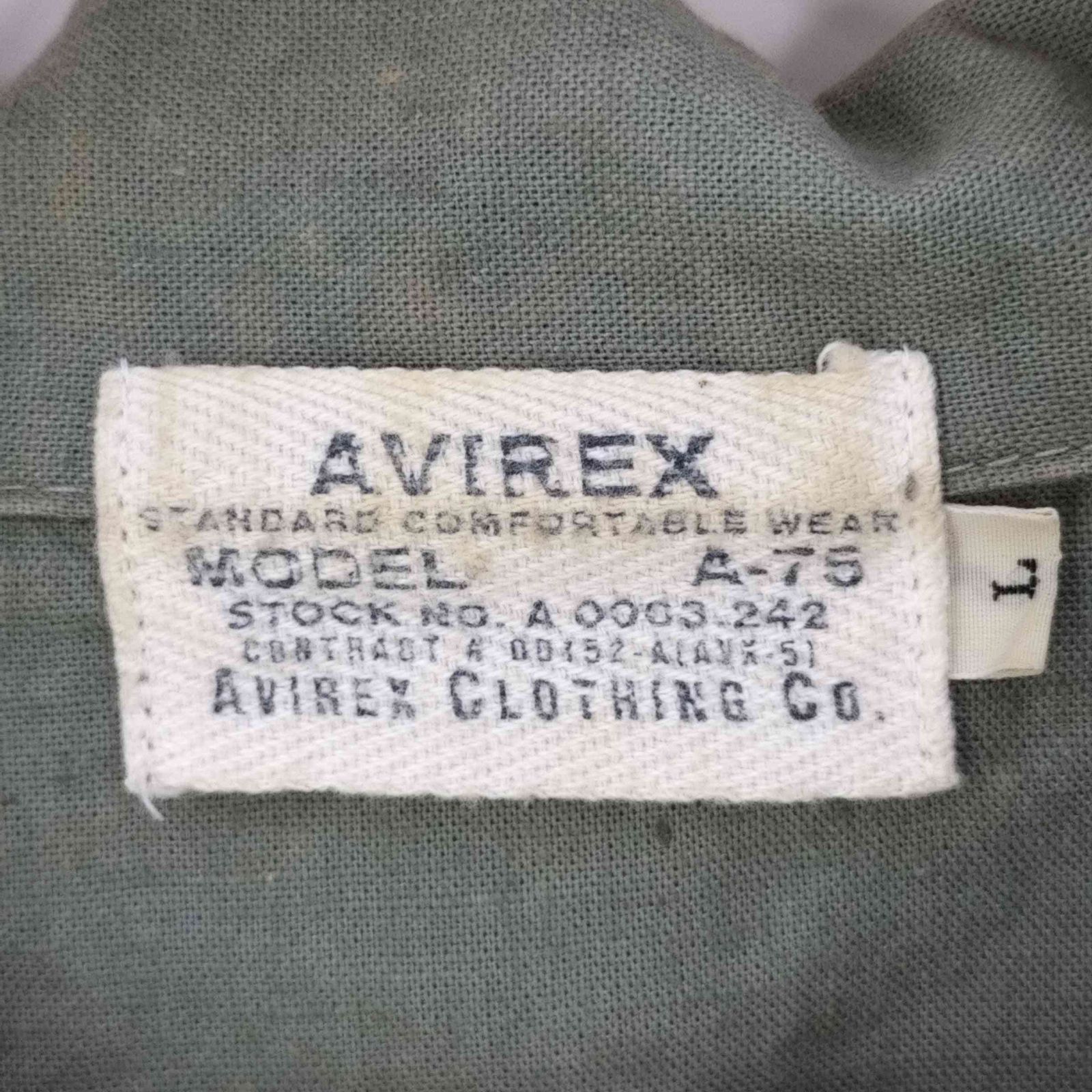 アヴィレックス AVIREX A-75 ミリタリー フルジップ半袖シャツ メンズ