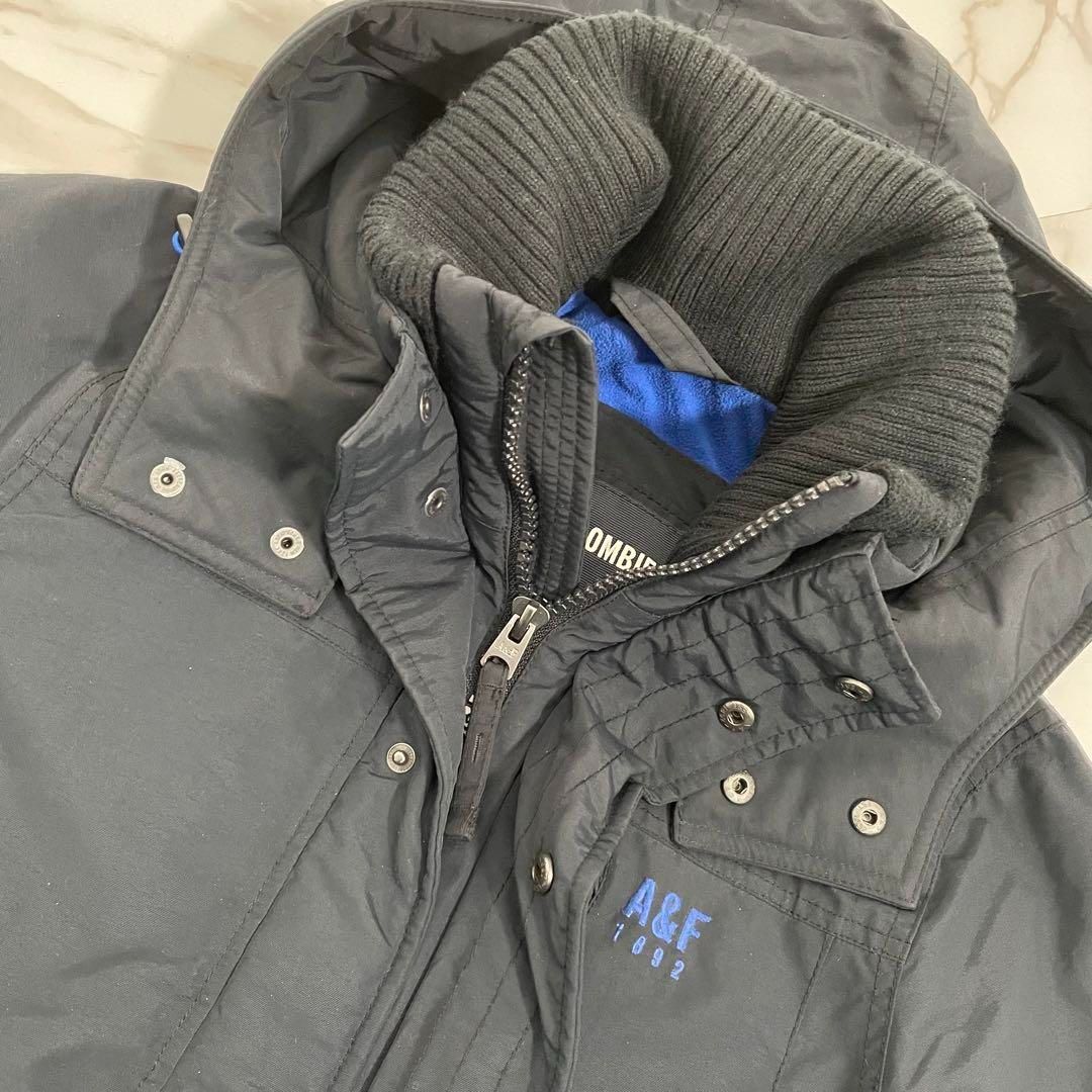 00s ABERCROMBIE ナイロンテックジャンパー 裏地フリース Y2K ブラック XLサイズ KANDAIZUMI_COM