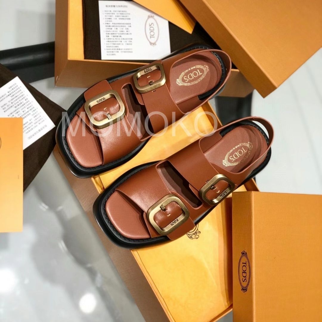 新品TOD'S トッズレザー サンダル 男女兼用ブラウン