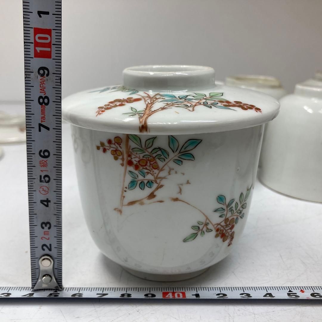  時代 柿右衛門手 蓋茶碗8客 木 東Y 5 0601 タニコ コップ グラス コップ グラス 酒器