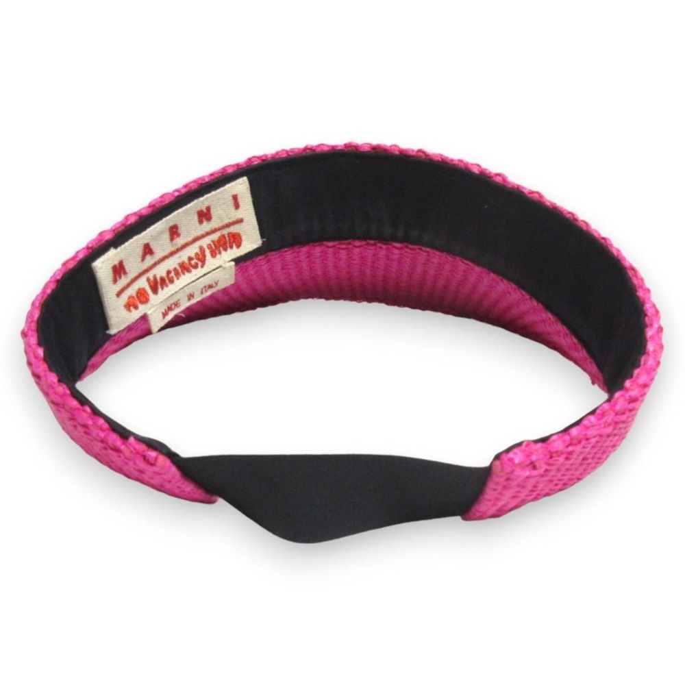  23 SS MARNI×No Vacancy Inn マルニ ノーバカンシーイン コラボ ロゴ刺繍 ラフィア風 サンバイザー 帽子 F ピンク レディース 古着 サンバイザー 帽子