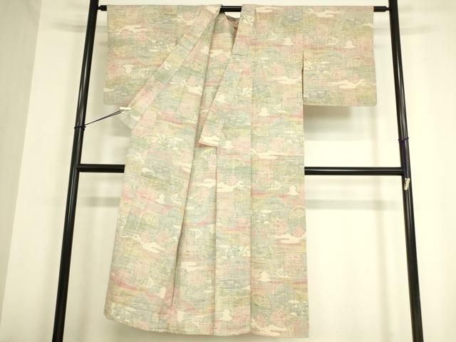 平和屋着物○訪問着 紬地 霞文 正絹 逸品 DAAW5178ud