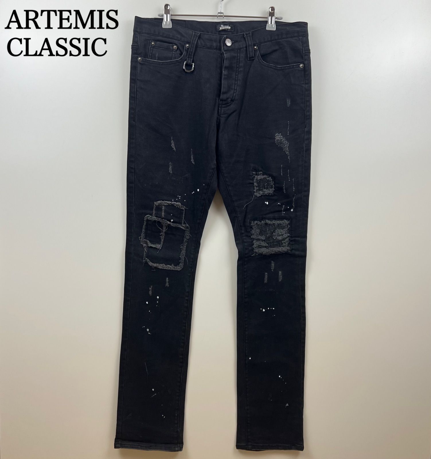 パンツ 00s archive black crush wide denim y2k ARTEMIS CLASSIC 00s y2k CRUSH black denim skinny pants 33