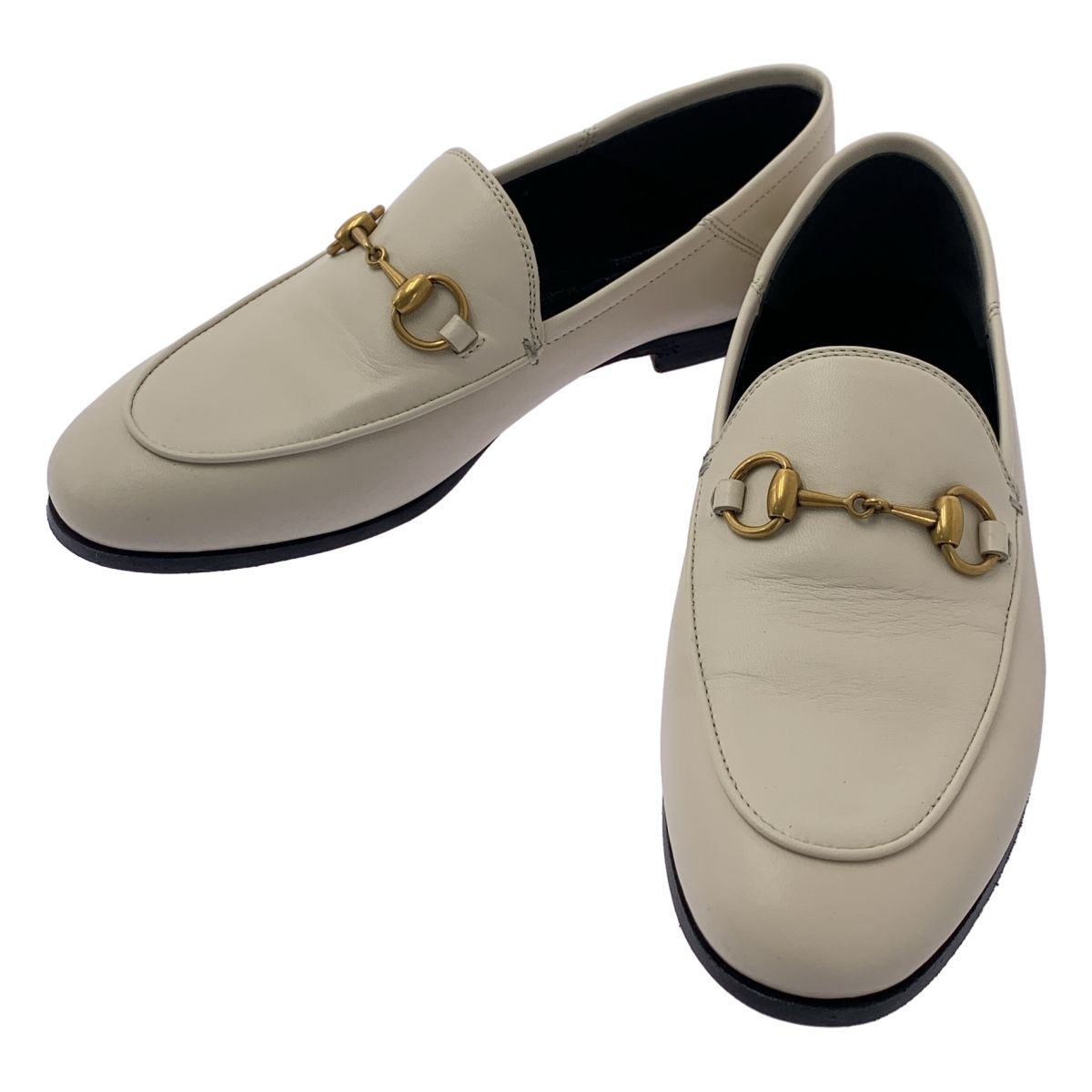GUCCI グッチ 414998 ブリクストン レザー ホースビット ローファー 34 アイボリー レディース