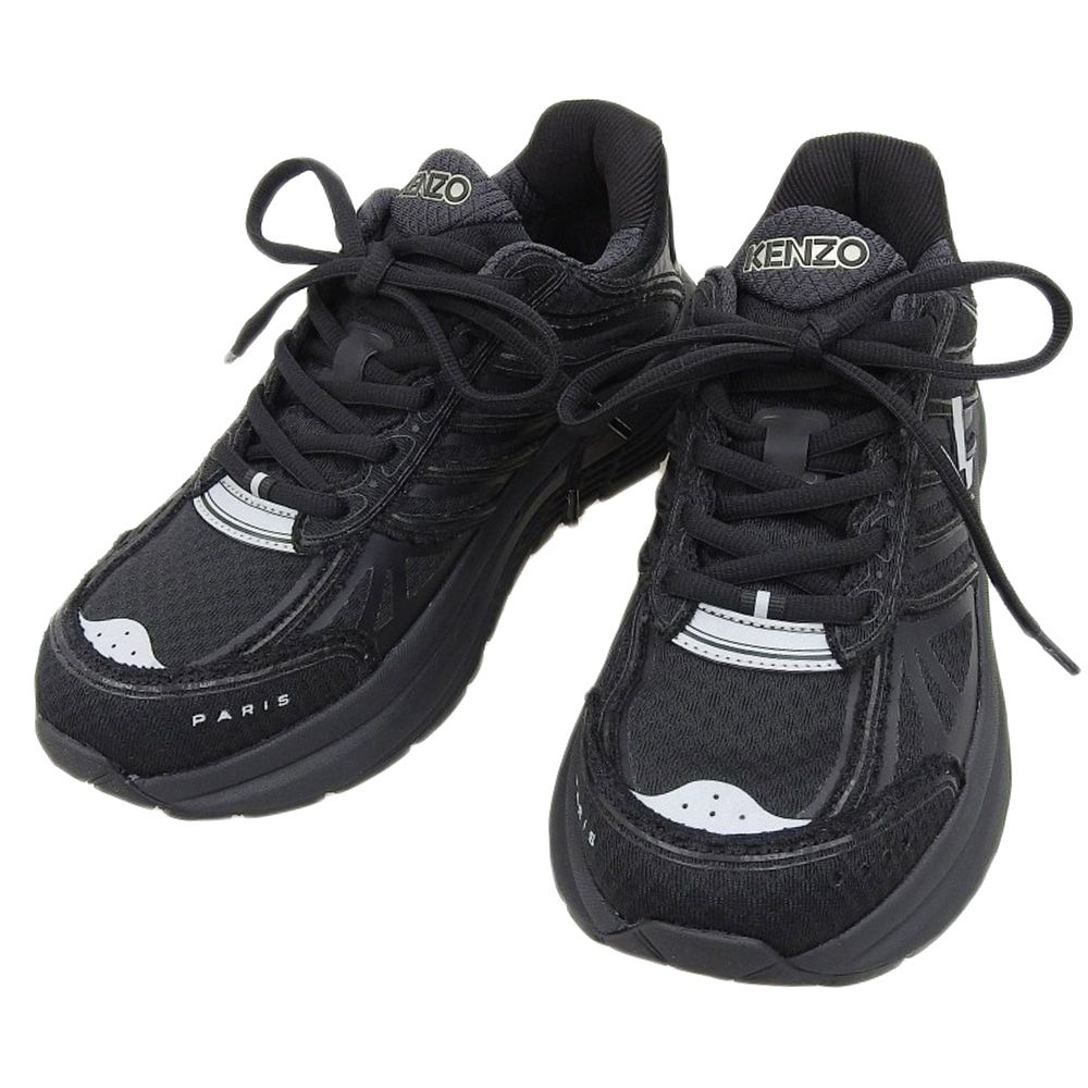KENZO ケンゾー KENZO-PACE レースアップ ローカット スニーカー 38 24cm ブラック レディース 古着