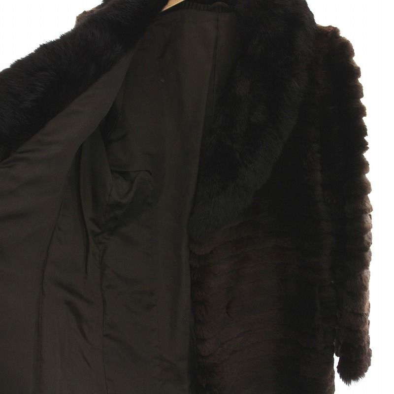 ノーブランド 毛皮コート ファー ハーフ アウター ダークブラウン /YM  