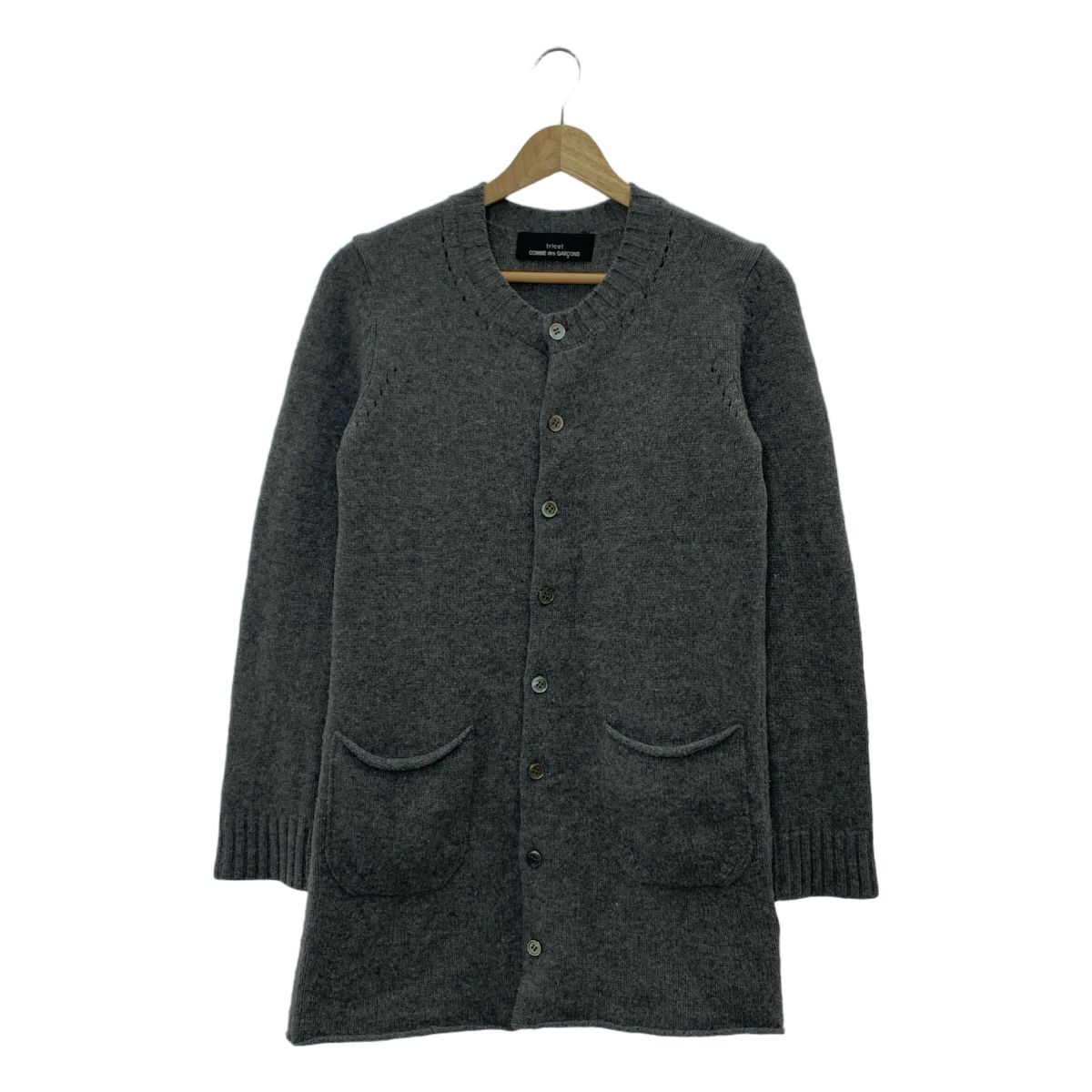 tricot COMME des GARCONS / トリココムデギャルソン | 2011AW | ウール クルーネック ポケット ロングカーディガン | ブラック | レディース tricot COMME des GARCONS / トリココムデギャルソン | 2011AW