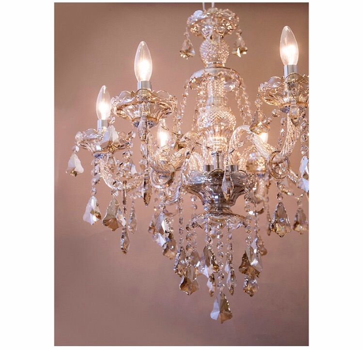 吊照明】クリスタル シャンデリア［LACIA］6灯 アンバーE12/水雷型  