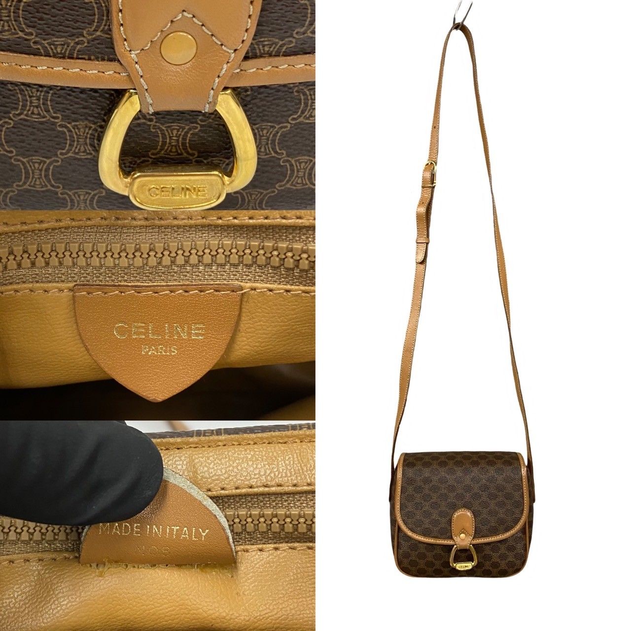 極 美品 CELINE セリーヌ マカダム ブラゾン トリオンフ ロゴ 総柄 