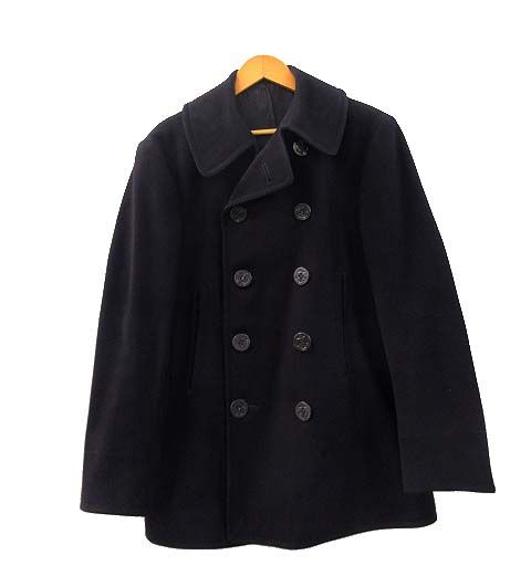 ウールチェック柄ピーコート ビンテージ 40s?50s? ウールチェック柄