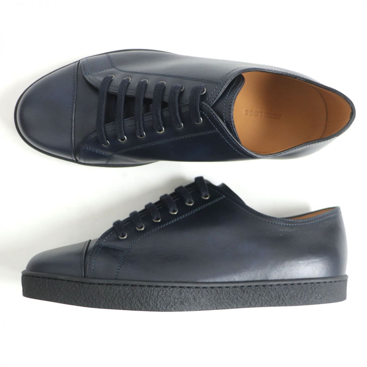 未使用品□JOHN LOBB/ジョンロブ　LEVAH/レヴァー　レースアップ　ローカット　レザースニーカー　ネイビー　7 1/2E　伊製　メンズ　 t16-st30209-484