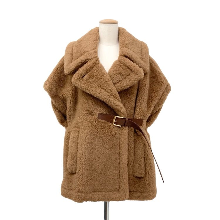 MaxMara マックスマーラ テディベア ケープ NEWABAVO ニューアバボ キャメル×シルク ブラウン SM 2025年製