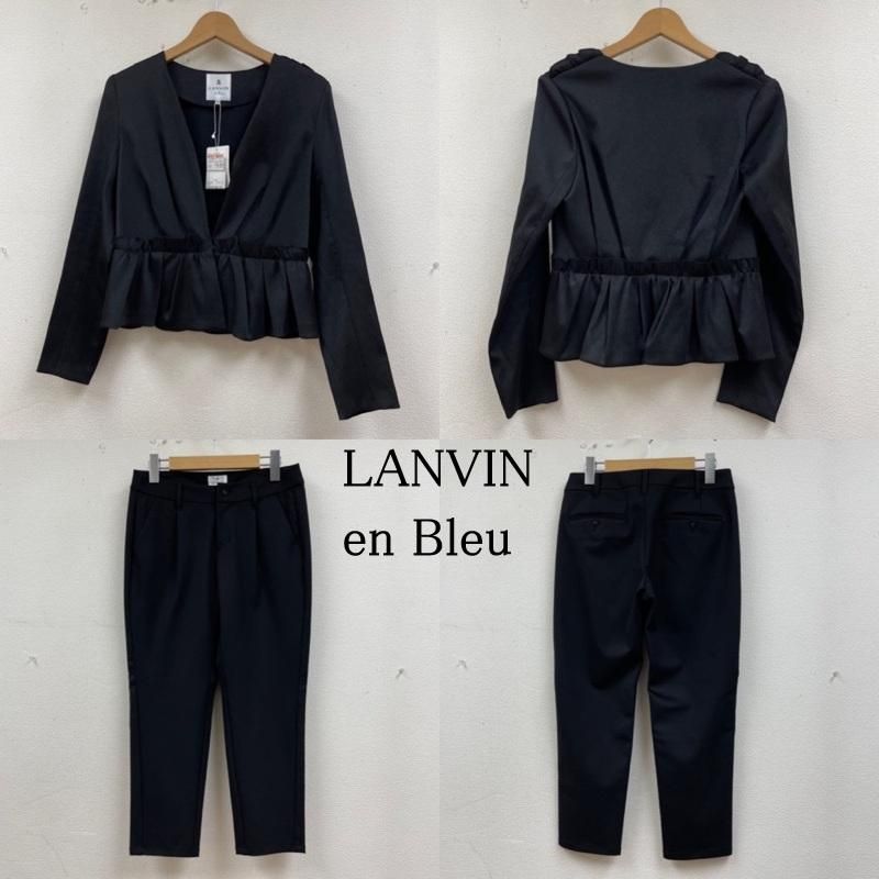 LANVIN en Bleu ランバンオンブルー スーツ パンツスーツ スーツ テーラード ノー ジャケット フリルブレザー スナップボタン 無地 ロングパンツ ジップフライ