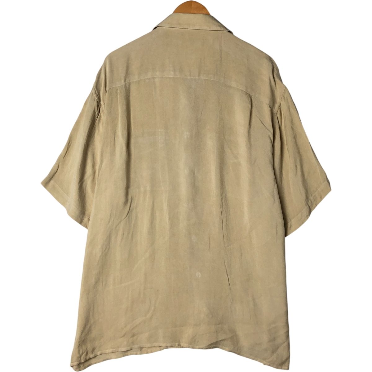 ペリーエリス シルク100％ オープンカラー ほぼ無地 半袖シャツ L 古着 古着 ペリーエリス PERRY ELLIS 半袖 オープンカラー シルク