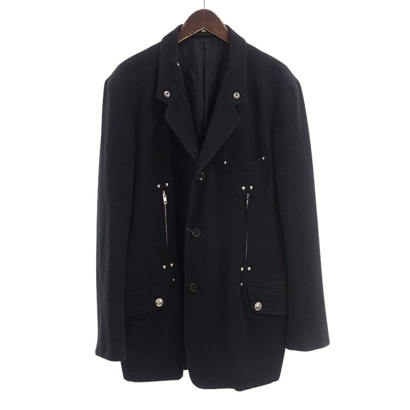ヨウジヤマモト/YOHJI YAMAMOTO 05AW メルトン スタッズ ジップ デザイン ジャケット コート ブラック  サイズ メンズ3