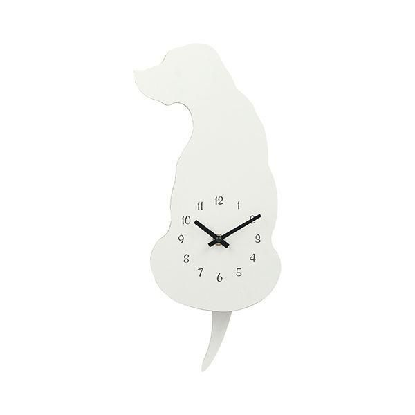 壁掛け時計 掛け時計 約幅176×奥行45×高さ400mm 犬型 振り子 単3電池 シロイヌ リビング ダイニング ベッドルーム〔代引不可〕