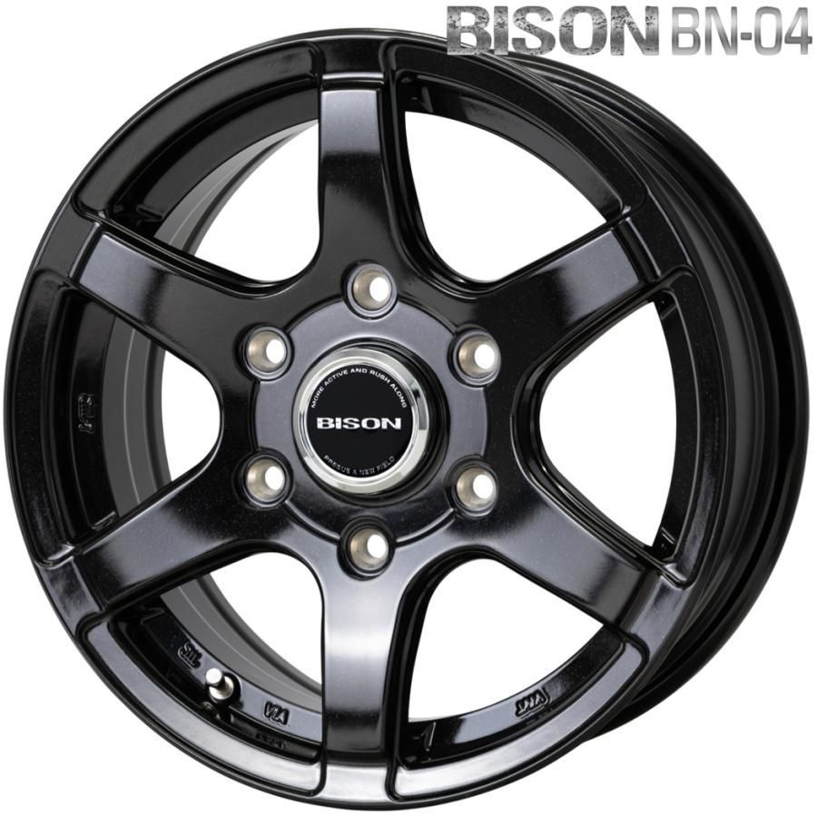 期間 ラジアル ホットスタッフ バイソン BN-04 BISON 15ｘ6.0 ＋44 6H 139.7 メタリックブラック ｘ４本 GY EAGLE 1 ナスカープラス 195 80R15