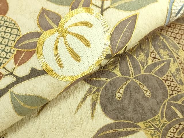 平和屋着物□極上 六通柄袋帯 駒刺繍 橘 金彩 逸品 DZAA9745kh5 - メルカリ