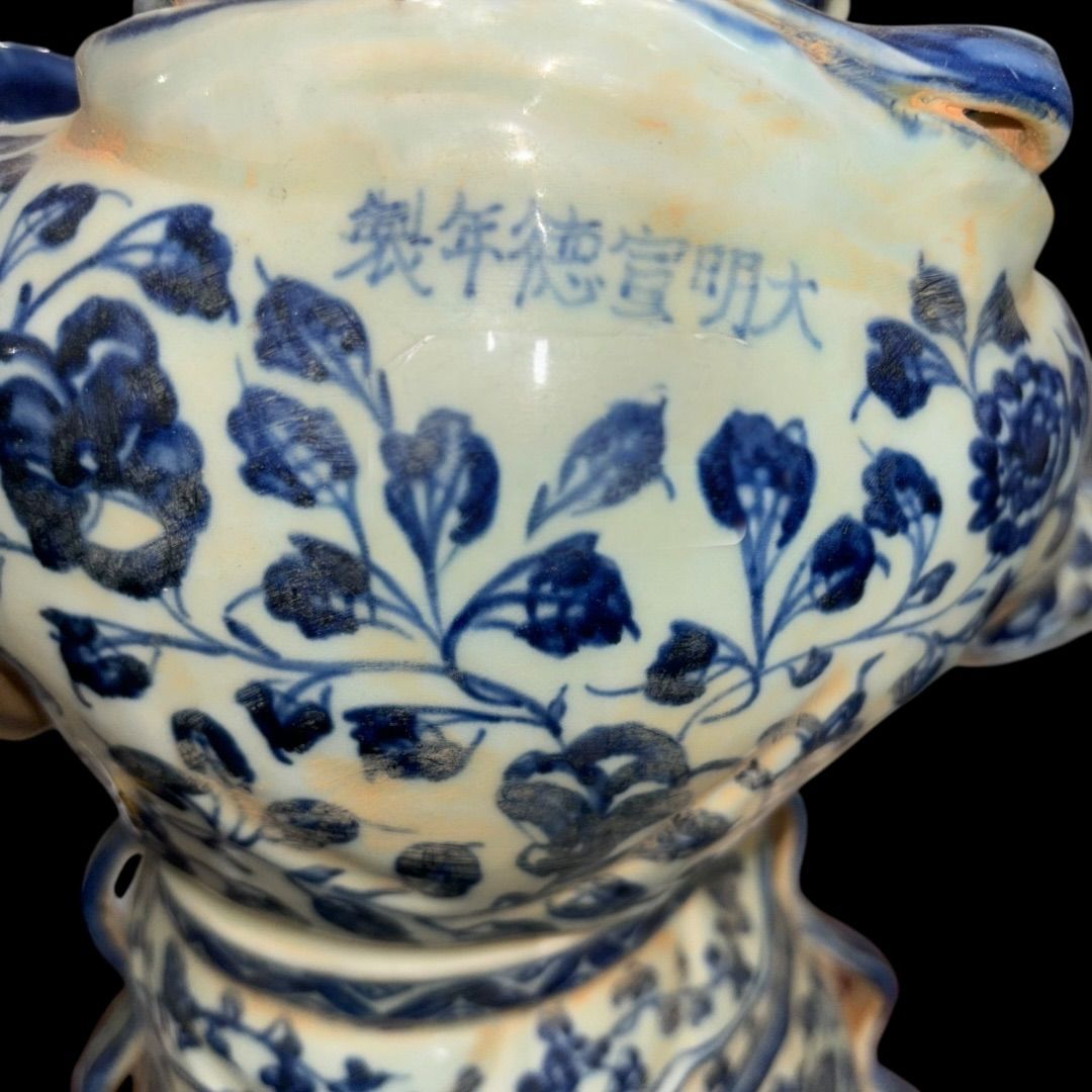 最終値下げ　中国骨董貴重陶芸　中国陶磁器を代表する元染付といわれる蓮と水鳥図大缶 最終値下げ中国骨董貴重陶芸中国陶磁器を代表する元染付とい