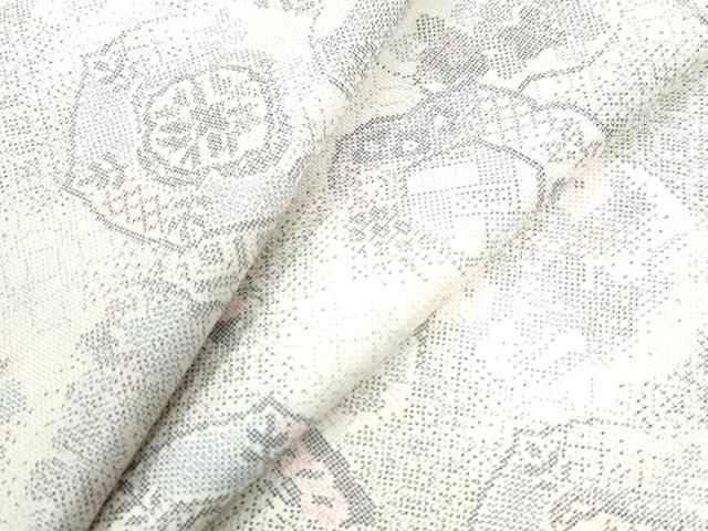 平和屋着物○本場大島紬 白大島 9マルキ 総絣 枝葉文 正絹 逸品