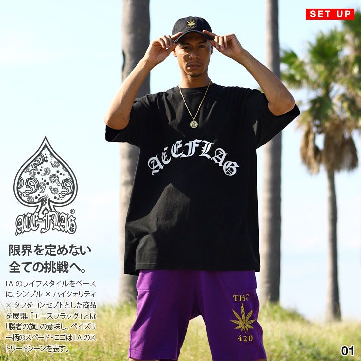 ACE FLAG 上下セット 半袖 ブランド Tシャツ ハーフパンツ メンズ 春夏