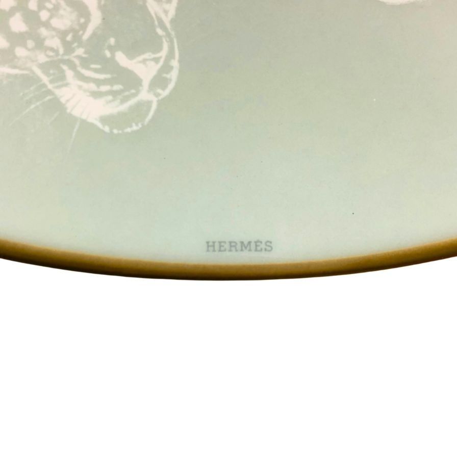 HERMES 赤道直下のスケッチヒョウの絵柄オーバルプレート♡美しい
