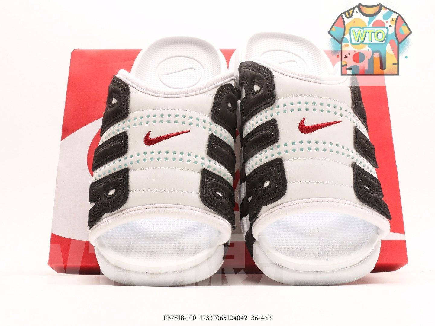 ナイキ エアモアアップテンポ スライド ホワイト アンド ブラック 25cm NIKE 新品 ナイキ AIR MORE UPTEMPO SLIDE エアモアアップテンポ