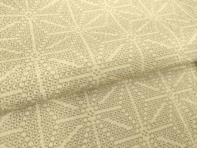 平和屋着物▽本塩沢　単衣　110亀甲　麻の葉横段文　正絹　逸品　AABD0338fy 平和屋着物▽本塩沢 単衣 麻の葉文 110亀甲 正絹 逸品 DAAQ3587az