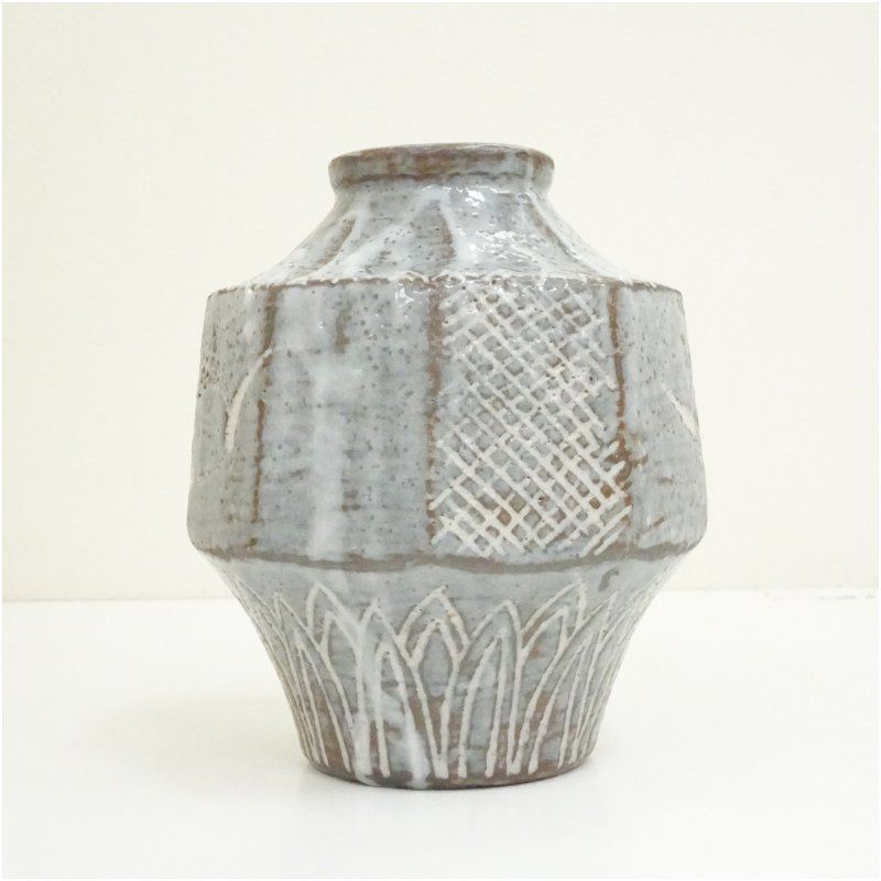 九谷焼 三代三ツ井為吉造 色絵 花鳥文 花生 共箱 V R4840B 九谷焼 三代