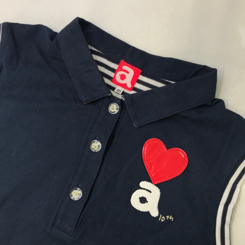 サイズ：40 ARCHIVIO アルチビオ  ノースリーブポロシャツ  ネイビー系 [240101452375] ゴルフウェア レディース ストスト ARCHIVIO アルチビオ ノースリーブポロシャツ ネイビー系 40