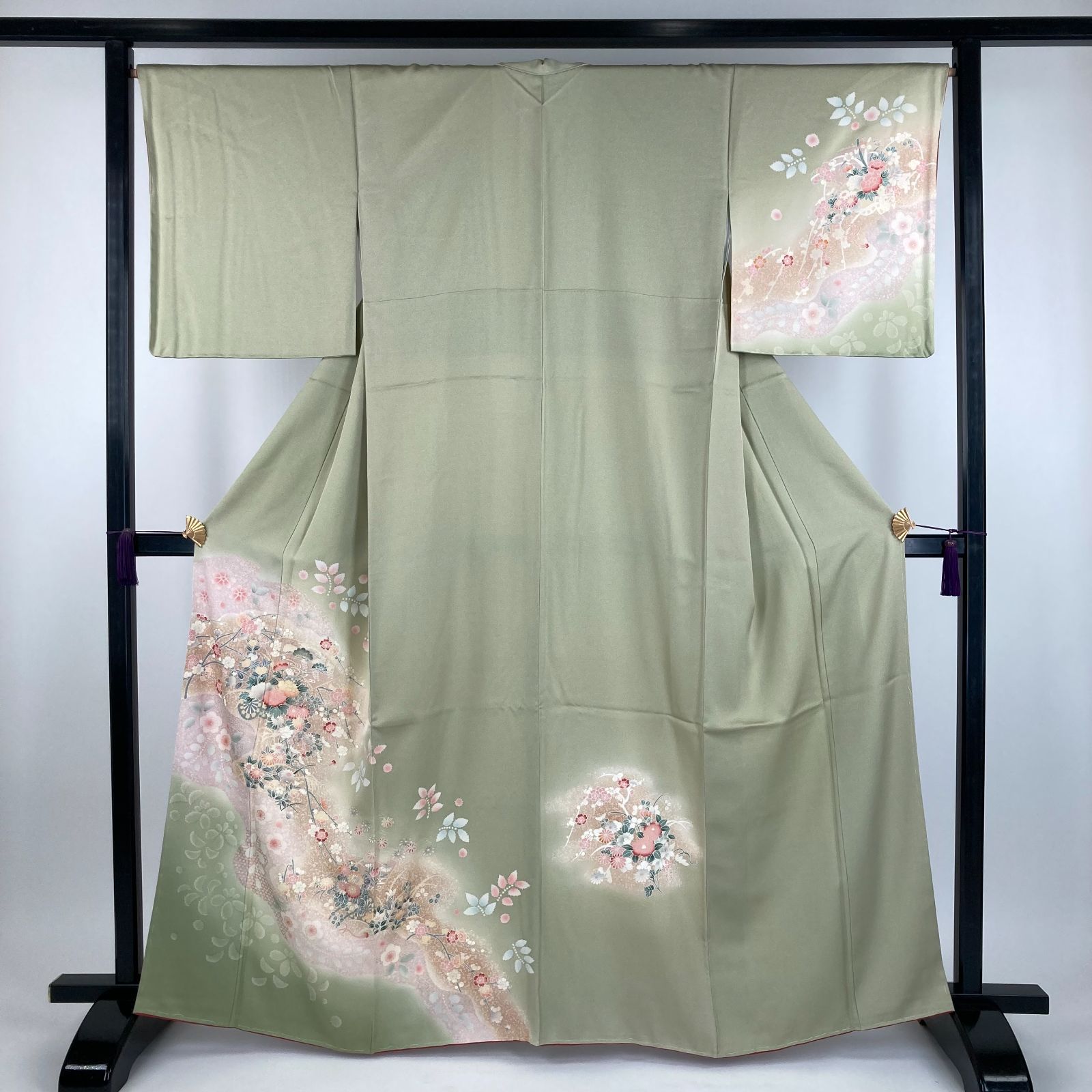 美品 本加賀友禅 矢花博呂美落款 正絹着物“自由を手にする葡萄