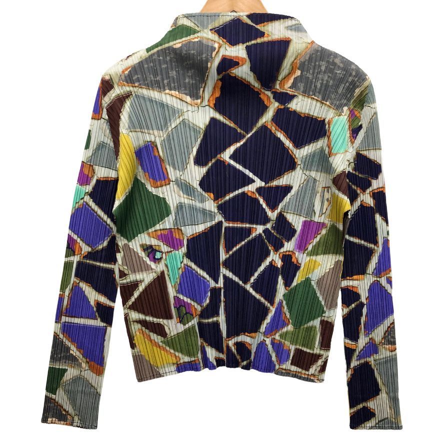 プリーツプリーズ イッセイミヤケ 長袖シャツ 総柄 ボトルネック