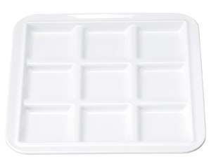 エ717 018 M メラミンブロックプレート 九ッ仕切 白 洗