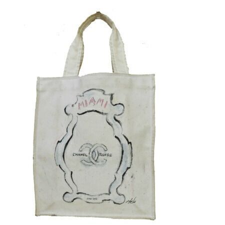 【中古】 中美品 シャネル CHANEL クルーズライン トートバッグ ショルダー ハンド ココマーク ホワイト キャンバス 62AC638