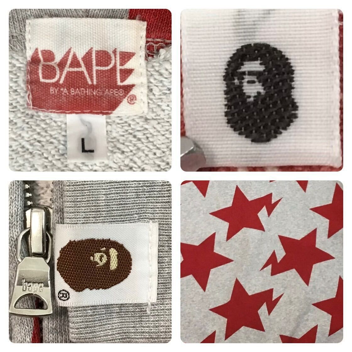 BAPE スター パーカー Lサイズ グレー × レッド a bathing ape BAPE