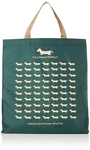 カーキ 優美社 トートバッグ エコバッグ 角型 マチ付き 犬柄 カーキ 約縦36×横33×マチ12cm WHOLLY コンパクト 折りたたみ 買い物袋 3L13-01