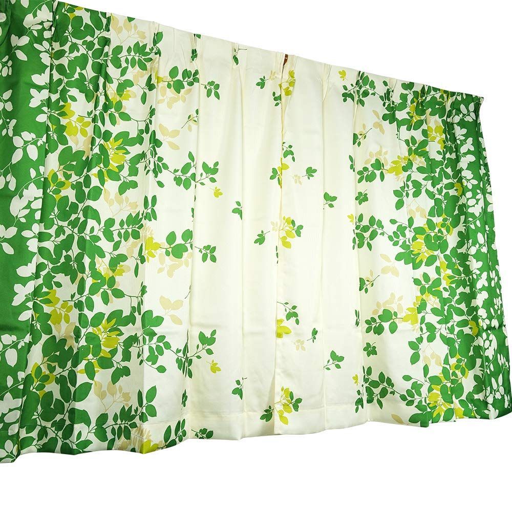 【特価商品】幅100cm×丈178cm グリーン エバリーフ 洗える ドレープ2枚・ミラーレース2枚 725850 4枚セット 4枚組 カーテン アーリエ(Arie)