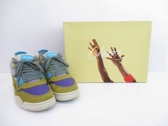 美品 ナイキ NIKE ×ユニオン UNION エアジョーダン4 デザートモス DJ5718-300 28cm ブロンズ パープル メンズ